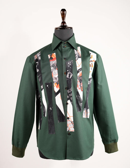 Dark Green Shirt With Printed Patch